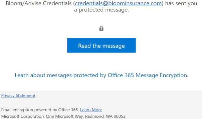 A screenshot of a secure email